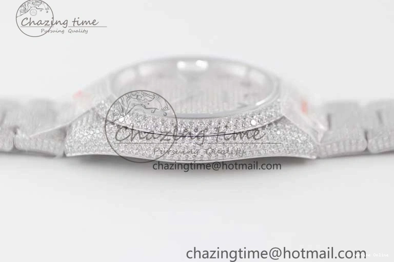 0212 Datejust 41 SS Full Diamonds TWF 1:1 Best Edition Arabic Markers Dial on Bracelet A Sporty 2395